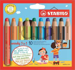 STABILO ΞΥΛΟΜΠΟΓΙΕΣ ΧΟΝΔΡΕΣ WOODY 3 IN 1 10 ΧΡΩΜΑΤΑ 880