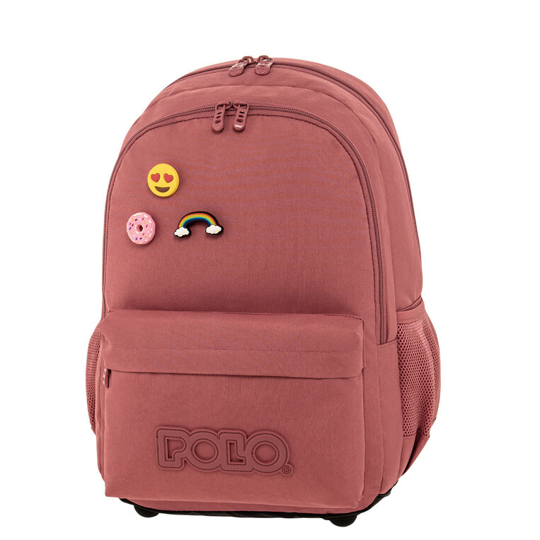 POLO ΣΧΟΛΙΚΗ ΤΣΑΝΤΑ ΣΑΚΙΔΙΟ ΠΛΑΤΗΣ ΔΗΜΟΤΙΚΟΥ PINS ΡΟΖ ΣΑΠΙΟ ΜΗΛΟ 901059 4200