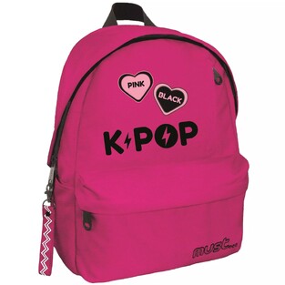 MUST TEAM ΣΧΟΛΙΚΗ ΤΣΑΝΤΑ ΣΑΚΙΔΙΟ ΠΛΑΤΗΣ MONOCHROME 2 ΘΗΚΕΣ K POP BLACK PINK ΡΟΖ 587879