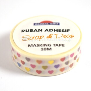 GLOBAL GIFT MASKING TAPE (WASHI TAPE) ΑΥΤΟΚΟΛΛΗΤΗ ΤΑΙΝΙΑ ΧΕΙΡΟΤΕΧΝΙΑΣ 10m ΠΟΛΥΧΡΩΜΕΣ ΚΑΡΔΙΕΣ 980339