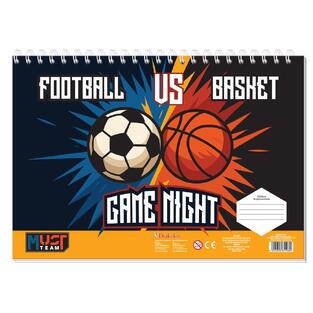 MUST TEAM ΜΠΛΟΚ ΖΩΓΡΑΦΙΚΗΣ 23x33cm 40φ ΜΕ ΣΤΕΝΣΙΛ ΚΑΙ ΑΥΤΟΚΟΛΛΗΤΑ FOOTBALL VS BASKET 587407