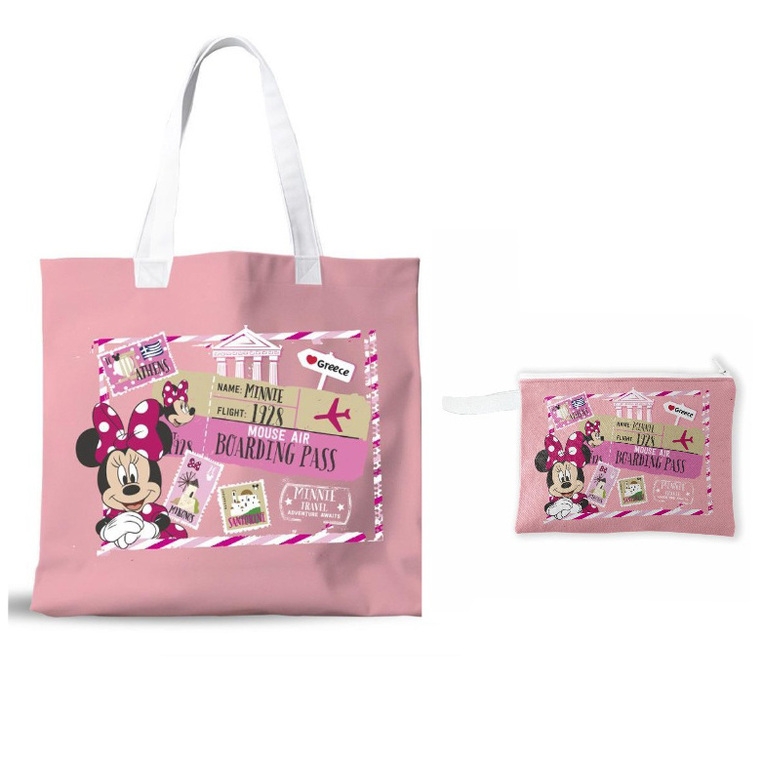 ΣΕΤ ΥΦΑΣΜΑΤΙΝΗ ΤΣΑΝΤΑ SHOPPING 39x32x11cm ΚΑΙ ΝΕΣΕΣΕΡ HELLO GREECE MINNIE 566078