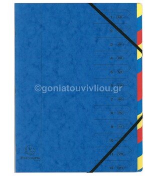EXACOMPTA ΦΑΚΕΛΟΣ ΜΕ ΛΑΣΤΙΧΟ A4 ΜΕ 12 (ΔΩΔΕΚΑ) ΔΙΑΧΩΡΙΣΤΙΚΑ 54120E ΜΠΛΕ