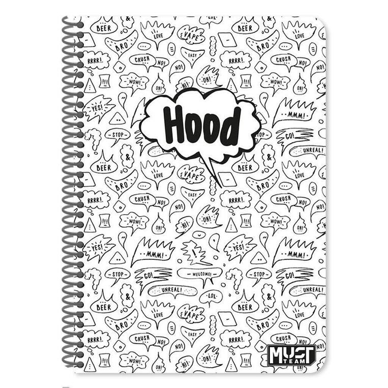 MUST TEAM ΤΕΤΡΑΔΙΟ ΣΠΙΡΑΛ A4 (21x29,7cm) 2 ΘΕΜΑΤΩΝ QUOTES 60φ HOOD ΜΑΥΡΟ 586592