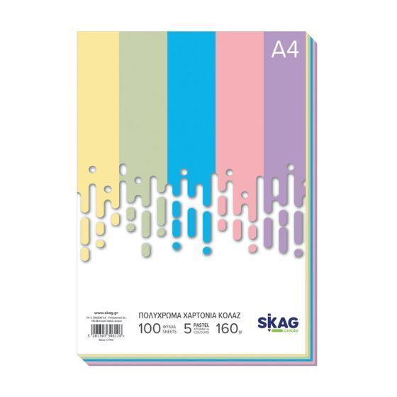 SKAG ZAZOO ΧΑΡΤΟΝΙ A4 (21x29,7cm) 160gr 5 ΠΑΣΤΕΛ ΧΡΩΜΑΤΑ 100φ 306126