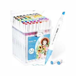 OHUHU WATER BASED COLORING MARKERS DUAL ΣΕΤ 64 ΧΡΩΜΑΤΑ ΠΙΝΕΛΟ ΠΛΑΚΕ 80600