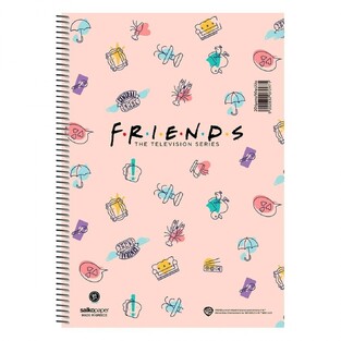 SALKO ΤΕΤΡΑΔΙΟ ΣΠΙΡΑΛ A4 (21x29,7cm) 3 ΘΕΜΑΤΩΝ 90φ FRIENDS CENTRAL PERK ΡΟΖ 7298