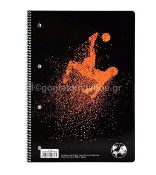 GLOBUS ΤΕΤΡΑΔΙΟ ΣΠΙΡΑΛ A4 (21x29,7cm) 2 ΘΕΜΑΤΩΝ 60φ ΠΕΡΦΟΡΕ ΜΕ ΤΡΥΠΕΣ SPORTS ΜΑΥΡΟ ΜΕ ΠΟΡΤΟΚΑΛΙ ΑΘΛΗΤΗ SP20