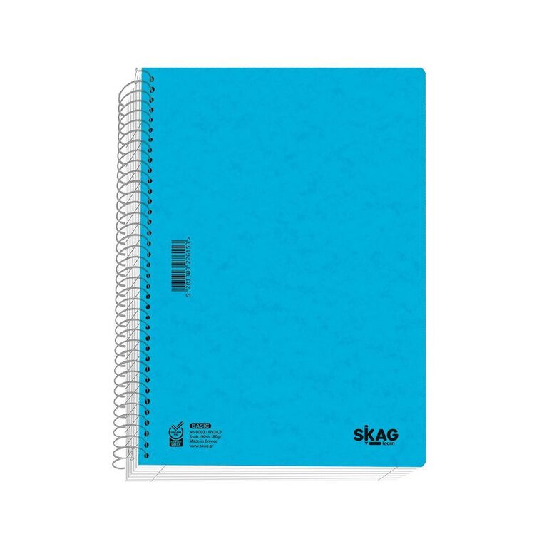 SKAG ΤΕΤΡΑΔΙΟ ΣΠΙΡΑΛ 17x25cm 4 ΘΕΜΑΤΩΝ 120φ BASIC ΓΑΛΑΖΙΟ 276160