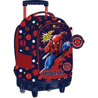 MUST TEAM ΣΧΟΛΙΚΗ ΤΣΑΝΤΑ ΣΑΚΙΔΙΟ TROLLEY ΤΡΟΛΕΙ ΔΗΜΟΤΙΚΟΥ 3 ΘΗΚΕΣ SPIDERMAN 508564