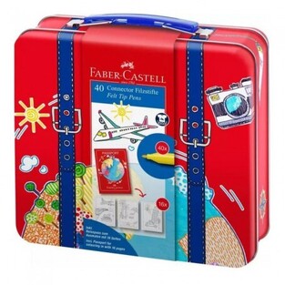 FABER CASTELL ΜΑΡΚΑΔΟΡΟΙ ΛΕΠΤΟΙ 40 ΧΡΩΜΑΤΑ ΣΕ ΜΕΤΑΛΛΙΚΟ ΚΟΥΤΙ ΒΑΛΙΤΣΑΚΙ ΚΟΚΚΙΝΟ 155535