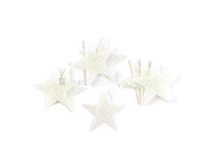 MEYCO ΑΣΤΕΡΙΑ ΜΕ ΧΡΥΣΟΣΚΟΝΗ GLITTER (ΓΚΛΙΤΕΡ) ΠΕΡΛΕ ΛΕΥΚΟ 4,8cm 8ΤΜΧ 34797