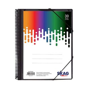 SKAG ΣΟΥΠΛ ΣΠΙΡΑΛ A4 (21x29,7cm) ΜΕ ΔΙΑΦΑΝΗ ΘΗΚΗ ΣΤΟ ΕΞΩΦΥΛΛΟ ΚΑΙ ΛΑΣΤΙΧΟ 30φ ΜΑΥΡΟ 305334