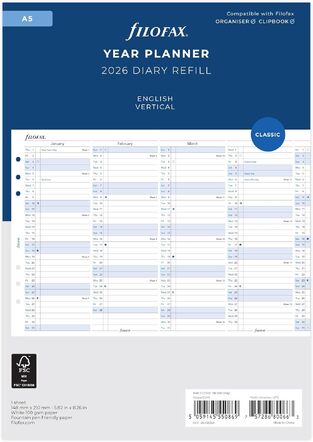 2026 ΗΜΕΡΟΛΟΓΙΟ FILOFAX VERTICAL A5 (14,8x21cm) ΑΝΤΑΛΛΑΚΤΙΚΟ ΠΛΑΝΟ ΧΡΟΝΟΥ (ΑΓΓΛΙΚΑ) 2668501