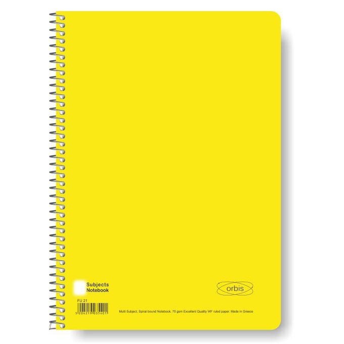 ORBIS ΤΕΤΡΑΔΙΟ ΣΠΙΡΑΛ A4 (21x29,7cm) 3 ΘΕΜΑΤΩΝ 90φ FLUO ΚΙΤΡΙΝΟ FU30