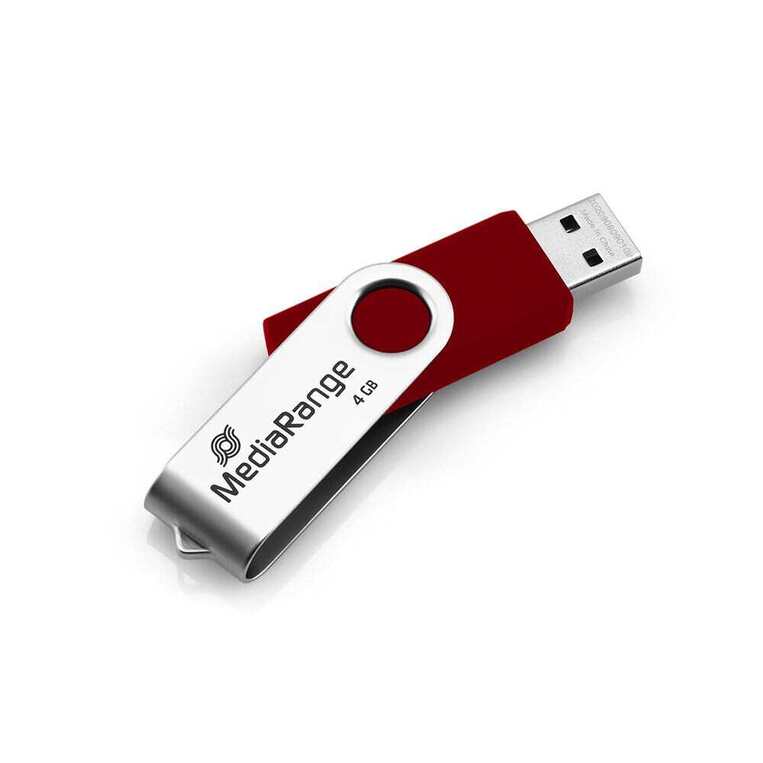 MEDIARANGE USB FLASH DRIVE MEMORY STICK 4GB RED SILVER 2.0 MR907