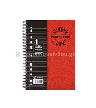 ΝΕΟΧΑΡΤ ΤΕΤΡΑΔΙΟ ΣΠΙΡΑΛ A4 (21x29,7cm) 4 ΘΕΜΑΤΩΝ 160φ ΠΕΡΦΟΡΕ ΜΕ ΤΡΥΠΕΣ NUMBER ONE PERFORATED ΚΟΚΚΙΝΟ 14592