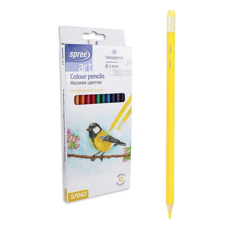 SPREE ART ΞΥΛΟΜΠΟΓΙΕΣ WOODFREE ΜΕ ΓΟΜΑ 12 ΧΡΩΜΑΤΑ SP57062