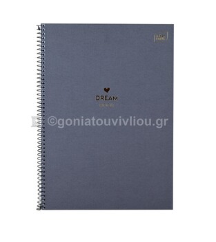 INTERDRUK ΤΕΤΡΑΔΙΟ ΣΠΙΡΑΛ A4 (21x29,7cm) 3 ΘΕΜΑΤΩΝ 90φ DREAM BOOK ΓΚΡΙ ΣΚΟΥΡΟ