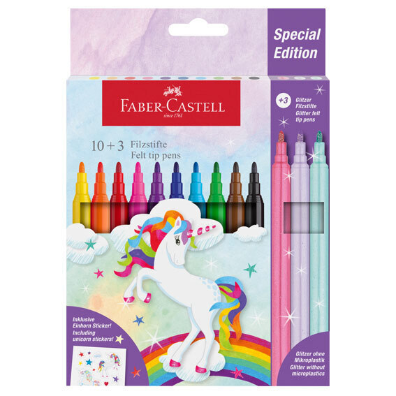 FABER CASTELL ΜΑΡΚΑΔΟΡΟΙ ΜΟΝΟΚΕΡΟΣ 10 ΧΡΩΜΑΤΑ + 3 ΧΡΩΜΑΤΑ GLITTER 554213