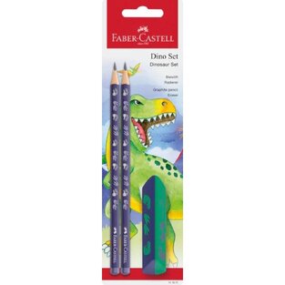 FABER CASTELL ΣΕΤ DINO 2 ΜΟΛΥΒΙΑ ΚΑΙ ΓΟΜΑ DUST FREE BLISTER 111517