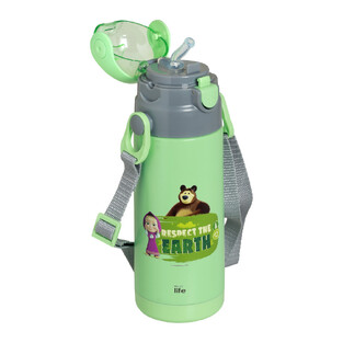 ECOLIFE ΠΑΓΟΥΡΙ ΘΕΡΜΟΣ ΑΝΟΞΕΙΔΩΤΟ ΜΕ ΚΑΛΑΜΑΚΙ ΚΑΙ ΙΜΑΝΤΑ ΜΕΤΑΦΟΡΑΣ 400ml MASHA RESPECT THE EARTH ΠΡΑΣΙΝΟ ΤΗΣ ΜΕΝΤΑΣ 33BO2121