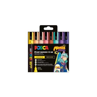 POSCA ΣΕΤ ΜΑΡΚΑΔΟΡΟΙ ΔΙΑΦΟΡΑ ΧΡΩΜΑΤΑ PC-5M 8τεμ MANGA HERO