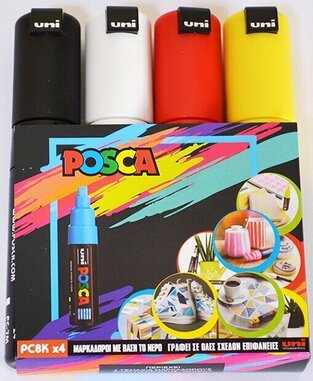 POSCA ΣΕΤ ΜΑΡΚΑΔΟΡΟΙ ΔΙΑΦΟΡΑ ΧΡΩΜΑΤΑ PC-8K 4τεμ