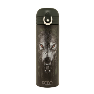 POLO ΠΑΓΟΥΡΙ ΘΕΡΜΟΣ STAINLESS STEEL JUNIOR 500ml WOLF ΜΑΥΡΟ ΜΕ ΛΥΚΟ 949005 8283
