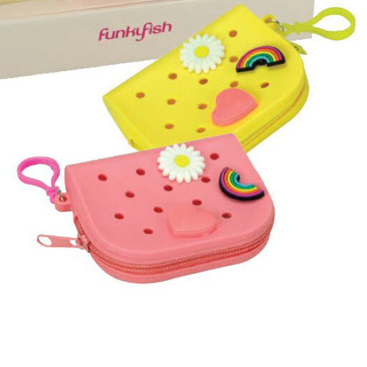 FUNKY FISH ΠΑΙΔΙΚΟ ΠΟΡΤΟΦΟΛΙ ΣΙΛΙΚΟΝΗΣ ΜΕ ΦΕΡΜΟΥΑΡ FRUIT PARTY ΡΟΖ 300 30189
