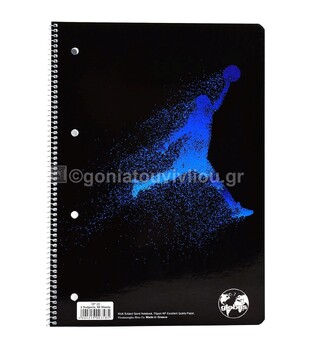 GLOBUS ΤΕΤΡΑΔΙΟ ΣΠΙΡΑΛ A4 (21x29,7cm) 2 ΘΕΜΑΤΩΝ 60φ ΠΕΡΦΟΡΕ ΜΕ ΤΡΥΠΕΣ SPORTS ΜΑΥΡΟ ΜΕ ΜΠΛΕ ΑΘΛΗΤΗ SP20