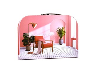 SPADI ΧΑΡΤΙΝΟ ΚΟΥΤΙ ΒΑΛΙΤΣΑΚΙ ΜΕΓΑΛΟ 29,5x21x9,5cm ΡΟΖ ΔΩΜΑΤΙΟ ΜΕ ΠΟΛΥΘΡΟΝΑ ΚΑΙ ΦΥΤΑ 8024