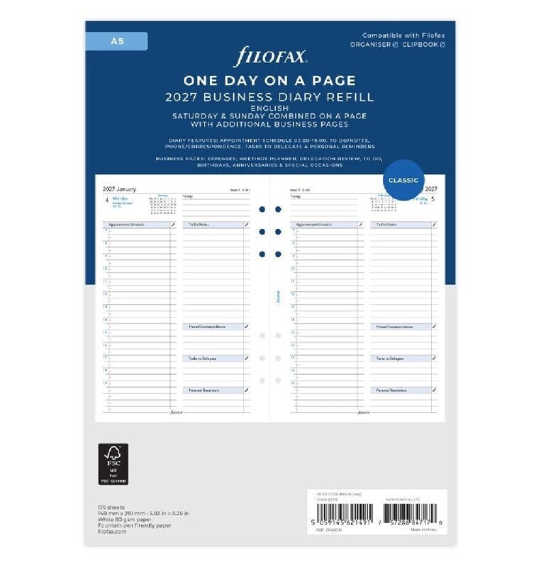 2027 ΗΜΕΡΟΛΟΓΙΟ FILOFAX A5 (14,8x21cm) ΑΝΤΑΛΛΑΚΤΙΚΟ ΗΜΕΡΑ ΣΕ ΜΙΑ ΣΕΛΙΔΑ (ΑΓΓΛΙΚΑ) 2768519