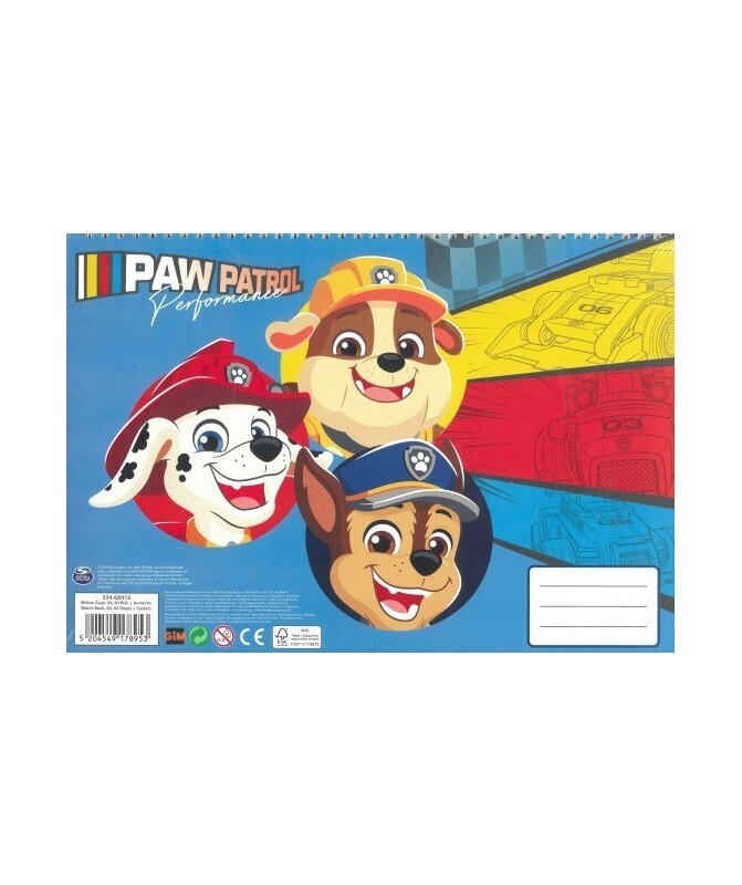GIM ΜΠΛΟΚ ΖΩΓΡΑΦΙΚΗΣ ΜΕ ΑΥΤΟΚΟΛΛΗΤΑ 23x33cm 40φ PAW PATROL 334 68416