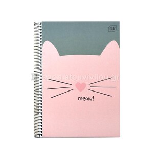 INTERDRUK ΤΕΤΡΑΔΙΟ ΣΠΙΡΑΛ A4 (21x29,7cm) 5 ΘΕΜΑΤΩΝ 125φ CUTE GIRL MEOW