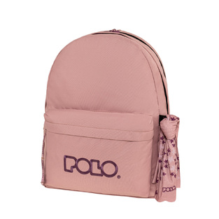 POLO ΣΧΟΛΙΚΗ ΤΣΑΝΤΑ ΣΑΚΙΔΙΟ ΠΛΑΤΗΣ ORIGINAL DOUBLE SCARF 30lt ΡΟΖ ΜΕ ΜΩΒ ΓΡΑΜΜΑΤΑ 901235 3947