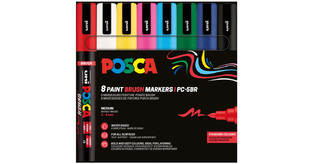 POSCA ΣΕΤ ΜΑΡΚΑΔΟΡΟΙ ΔΙΑΦΟΡΑ ΧΡΩΜΑΤΑ PC-5BR 8τεμ BRUSH BASIC COLOR