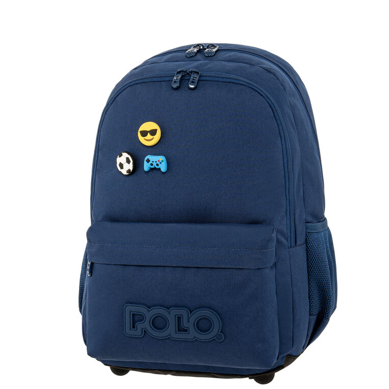 POLO ΣΧΟΛΙΚΗ ΤΣΑΝΤΑ ΣΑΚΙΔΙΟ ΠΛΑΤΗΣ ΔΗΜΟΤΙΚΟΥ PINS ΜΠΛΕ 901059 5200