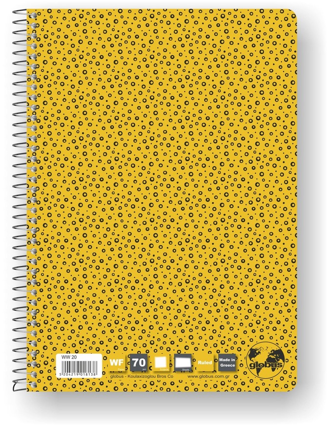 GLOBUS ΤΕΤΡΑΔΙΟ ΣΠΙΡΑΛ A4 (21x29,7cm) 1 ΘΕΜΑΤΟΣ 30φ FOLIO ΚΙΤΡΙΝΟ FO10