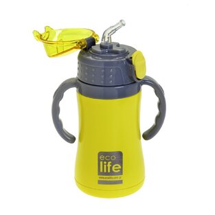 ECOLIFE ΑΝΟΞΕΙΔΩΤΟ ΠΑΓΟΥΡΙ ΘΕΡΜΟΣ ΜΕ ΕΣΩΤΕΡΙΚΟ ΚΑΛΑΜΑΚΙ ΚΑΙ ΔΥΟ ΧΕΡΟΥΛΙΑ 300ml ΚΙΤΡΙΝΟ 33BO2998