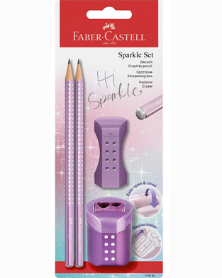 FABER CASTELL ΣΕΤ ΜΩΒ SPARKLE GRIP ROLL ON ΔΥΟ (2) ΜΟΛΥΒΙΑ ΚΑΙ ΞΥΣΤΡΑ ΚΑΙ ΓΟΜΑ 118282