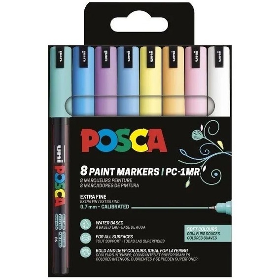 POSCA ΣΕΤ ΜΑΡΚΑΔΟΡΟΙ ΔΙΑΦΟΡΑ ΧΡΩΜΑΤΑ PC-1MR 8τεμ SOFT COLOR