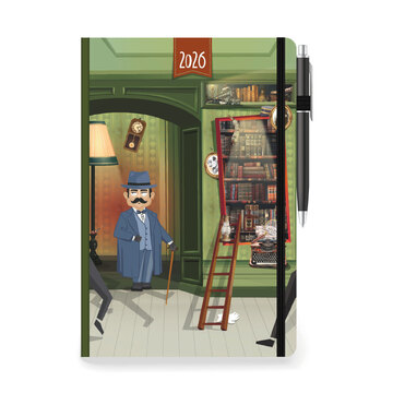 2026 ΗΜΕΡΟΛΟΓΙΟ ΗΜΕΡΗΣΙΟ PALMARE 10x14cm HERCULE POIROT ΜΕ ΛΑΣΤΙΧΟ ΚΑΙ ΣΤΥΛΟ 001366 (ΤΡΙΠΕΡΙΝΑ)