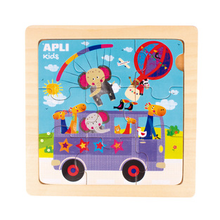 APLI KIDS ΞΥΛΙΝΟ ΠΑΖΛ 9 ΤΕΜΑΧΙΩΝ ΖΩΑΚΙΑ ΣΤΟ ΛΕΩΦΟΡΕΙΟ 15184