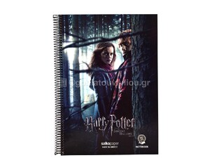 SALKO ΤΕΤΡΑΔΙΟ ΣΠΙΡΑΛ A4 (21x29,7cm) 3 ΘΕΜΑΤΩΝ 90φ HARRY POTTER No2 RON HERMIONE 7308