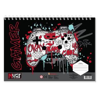 MUST TEAM ΜΠΛΟΚ ΖΩΓΡΑΦΙΚΗΣ 23x33cm 40φ ΜΕ ΣΤΕΝΣΙΛ ΚΑΙ ΑΥΤΟΚΟΛΛΗΤΑ GAMER 587407