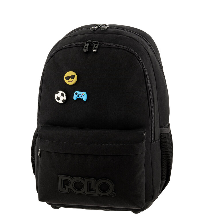 POLO ΣΧΟΛΙΚΗ ΤΣΑΝΤΑ ΣΑΚΙΔΙΟ ΠΛΑΤΗΣ ΔΗΜΟΤΙΚΟΥ PINS ΜΑΥΡΗ 901059 2000