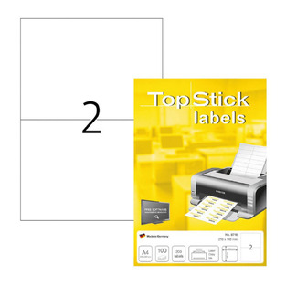 TOPSTICK LABELS ΕΤΙΚΕΤΕΣ ΓΙΑ ΕΚΤΥΠΩΣΗ ΛΕΥΚΕΣ ΑΥΤΟΚΟΛΛΗΤΕΣ 21x14,8cm 8718 (2 ΕΤΙΚΕΤΕΣ ΑΝΑ ΦΥΛΛΟ)