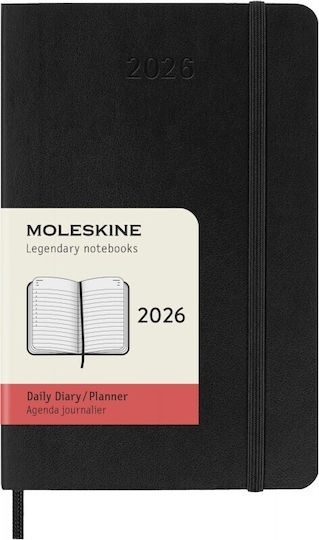 2026 ΗΜΕΡΟΛΟΓΙΟ MOLESKINE POCKET (9x14cm) SOFT COVER BLACK DAILY DIARY PLANNER (ΗΜΕΡΗΣΙΟ ΗΜΕΡΟΛΟΓΙΟ ΕΤΟΥΣ)