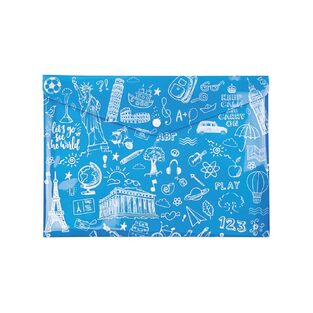 TYPOTRUST ΦΑΚΕΛΟΣ ΜΕ ΚΟΥΜΠΙ A4 (21x29,7cm) ΑΔΙΑΦΑΝΟΣ DOODLE ΜΠΛΕ